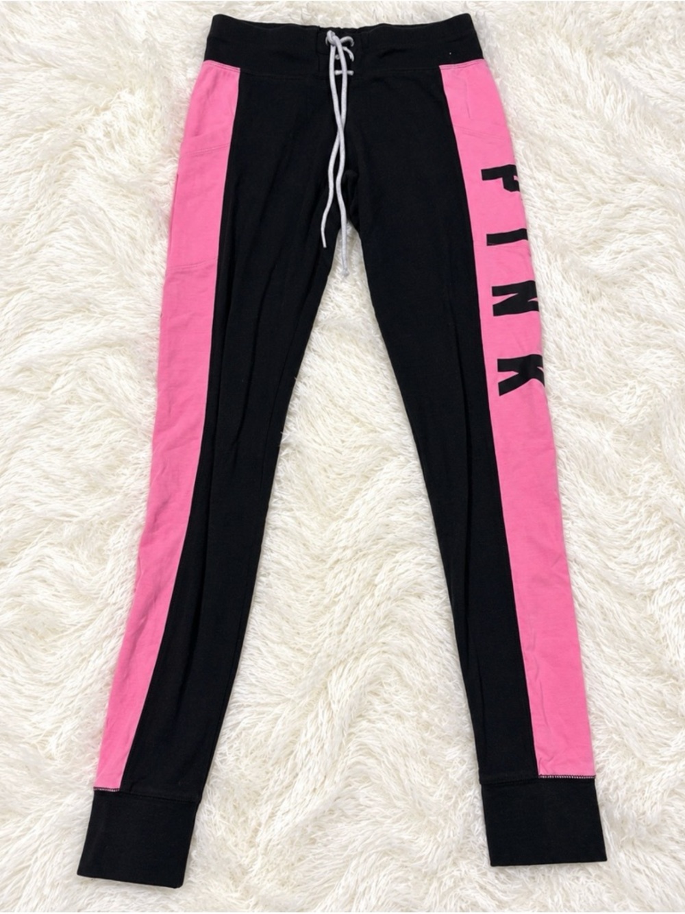 PINK Victoria’s Secret Dark Gray & Pink Colorblock Joggers